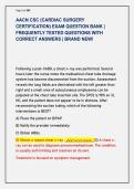 AACN CSC &lpar;CARDIAC SURGERY  CERTIFICATION&rpar; EXAM QUESTION BANK &vert;  FREQUENTLY TESTED QUESTIONS WITH  CORRECT ANSWERS &vert; BRAND NEW&excl;