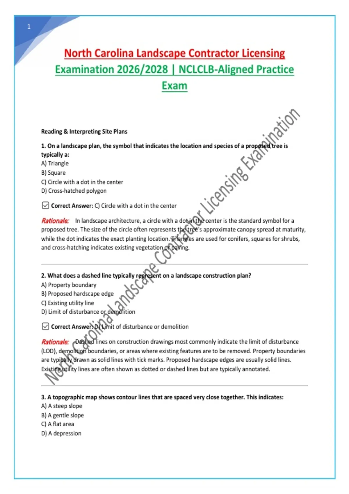 North Carolina Landscape Contractor Licensing Examination 2026/2028 ...