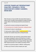 CERTIFIED TRANSPLANT PRESERVATIONIST  EXAM PREP &vert; FREQUENTLY TESTED  QUESTIONS WITH CORRECT ANSWERS &vert;  BRAND NEW&excl; 