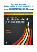 TEST BANK FOR ESSENTIALS OF NURSING LEADERSHIP & MANAGEMENT 8TH EDITION