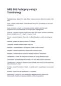NRS 501 Pathophysiology Terminology&period; Questions and Answers