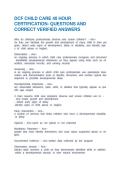 DCF CHILD CARE 40 HOUR CERTIFICATION- QUESTIONS AND CORRECT VERIFIED ANSWERS