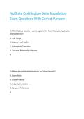 NetSuite Certification Suite Foundation Exam Questions With Correct Answers 