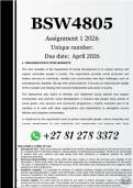 BSW4805 Assignment 1 &lpar;COMPLETE ANSWERS&rpar; 2026 - DUE May 2026