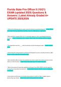 Florida State Fire Officer II &lpar;10&sol;21&rpar; EXAM &lpar;updated 2025&rpar; Questions & Answers &vert; Latest Already Graded A&plus; UPDATE 2025&vert;2026