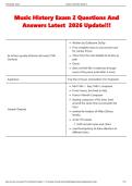Music History Exam 2 Questions And Answers Latest 2026 Update&excl;&excl;&excl;