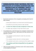 CONSOLIDATED STUDY MATERIAL FOR THE CERTIFICATE OF FITNESS EXAMINATION FOR INDOOR PLACE OF ASSEMBLY SAFETY PERSONNEL &lpar;F-03&rpar; QUESTIONS AND VERIFIED ANSWERS WITH 100&percnt; COMPLETE SOLUTION