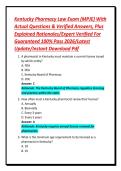 Kentucky Pharmacy Law Exam &lpar;MPJE&rpar; With Actual Questions & Verified Answers&comma; Plus Explained Rationales&sol;Expert Verified For Guaranteed 100&percnt; Pass 2026&sol;Latest Update&sol;Instant Download Pdf