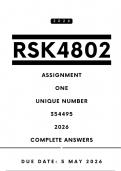 RSK4802 Assignment 1 Answers - Unique Number&colon; 354495 &vert; Due Date 5 May 2026