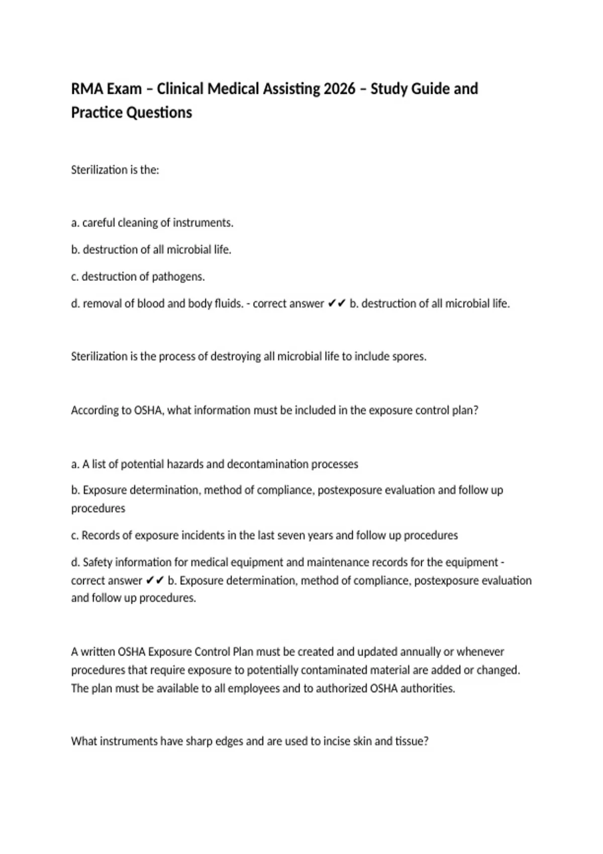 RMA Exam – Clinical Medical Assisting 2026 – Study Guide and Practice ...