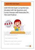 2026 HESI Exit Exam Comprehensive  Simulator with 160 Questions and  Correct Answers with Rationales&sol; RN  HESI Exit Predictor 