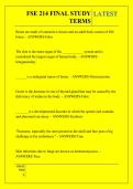 FSE 214 FINAL STUDY  TERMS QUESTIONS AND ANSWERS 2026 - 2027