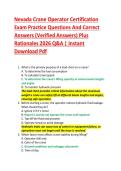 Nevada Crane Operator Certification  Exam Practice Questions And Correct  Answers &lpar;Verified Answers&rpar; Plus  Rationales 2026 Q&A &vert; Instant  Download Pdf 