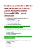 Nevada Electrical Inspector Certification  Exam Practice Questions And Correct  Answers &lpar;Verified Answers&rpar; Plus  Rationales 2026 Q&A &vert; Instant  Download Pdf