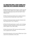 CLT PRACTICE FINAL STUDY GUIDE 2026 QUESTIONS WITH ANSWERS GRADED A&plus;