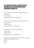 CLT PRACTICE FINAL CERTIFICATION REVIEW SET 2026 QUESTIONS WITH ANSWERS GRADED A&plus;