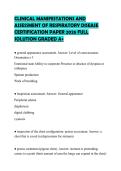 CLINICAL MANIFESTATIONS AND ASSESSMENT OF RESPIRATORY DISEASE CERTIFICATION PAPER 2026 FULL SOLUTION GRADED A&plus;