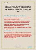 INDIANA STATE LIFE & HEALTH INSURANCE WITH COMPLETE QUESTIONS AND CORRECT VERIFIED ANS WERS LATEST UPDATE JUST RELEASED THIS YEAR