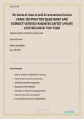 VA General class A and B contractors license EXAM 350 PRACTICE QUESTIONS AND CORRECT VERIFIED ANSWERS LATEST UPDATE JUST RELEASED THIS YEAR