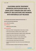 CALIFORNIA WATER TREATMENT OPERATOR CERTIFICATION EXAM &ndash;T1 EXAM LATEST VERSION 2026-2027 WITH COMPLETE 300 QUESTIONS AND ANSWERS WITH RATIONALES JUST RELEASED
