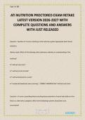 ATI NUTRITION PROCTORED EXAM RETAKE LATEST VERSION 2026-2027 WITH COMPLETE QUESTIONS AND ANSWERS WITH JUST RELEASED