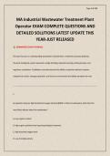 MA Industrial Wastewater Treatment Plant Operator EXAM COMPLETE QUESTIONS AND DETAILED SOLUTIONS LATEST UPDATE THIS YEAR-JUST RELEASED