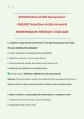 NUR 2513 Exam 1 &vert; 2026&sol;2027 &ndash; Maternal Child Nursing &vert; Actual Exam Verified Answers with Detailed Rationales &vert; NGN Grade A Study Guide &vert; OB & Pediatric Nursing &vert; NCLEX-RN&reg; Prep &vert; Downloadable PDF