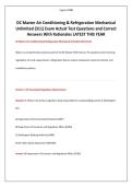 DC Master Air Conditioning & Refrigeration Mechanical Unlimited &lpar;311&rpar; Exam Actual Test Questions and Correct Answers With Rationales LATEST THIS YEAR