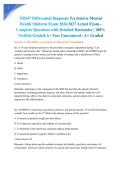NR547 Differential Diagnosis Psychiatric Mental Health Bundle Actual Exam 2026&sol;2027 &ndash; 100&percnt; Verified &ndash; Pass Guaranteed &vert; Detailed Rationales &ndash; A&plus; Graded
