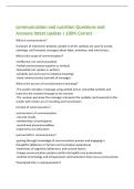 communication and nutrition Questions and  Answers latest Update &vert; 100&percnt; Correct  