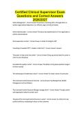 Certified Clinical Supervisor Exam Questions and Correct Answers 2026&sol;2027