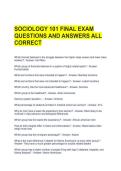 SOCIOLOGY 101 FINAL EXAM QUESTIONS AND ANSWERS ALL CORRECT