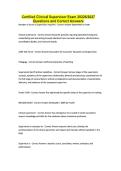Certified Clinical Supervisor Exam 2026&sol;2027 Questions and Correct Answers