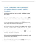 Critical Thinking and Clinical Judgment in  Nursing Practice questions and answers  Graded A&plus; 