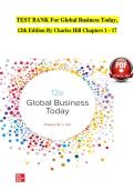 TEST BANK For Global Business Today&comma; 12th Edition By Charles Hill 9781264067503 Chapters 1 - 17&comma; Complete Guide&period;