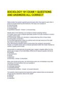 SOCIOLOGY 101 EXAM 1 QUESTIONS AND ANSWERS ALL CORRECT