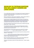 SOCIOLOGY 101 TESTBANK QUESTIONS WITH 100&percnt; CORRECT ANSWERS 2026 LATEST UPDATE 