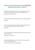 Property and casualty insurance Exam 2026-2027 Questions and Answers Graded A&plus;