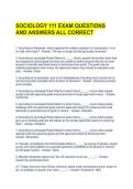 SOCIOLOGY 111 EXAM QUESTIONS AND ANSWERS ALL CORRECT 