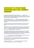 SOCIOLOGY 111 STUDY GUIDE QUESTIONS WITH 100&percnt; CORRECT ANSWERS