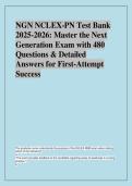 NGN NCLEX-PN Test Bank  2025-2026&colon; Master the Next  Generation Exam with 480  Questions & Detailed  Answers for First-Attempt  Success