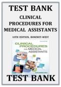 Clinical Procedures for Medical Assistants 10th Edition by Kathy Bonewit-West Test Bank &vert;ISBN&colon; 9780323377119&vert; Guide A&plus;