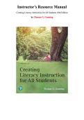 Instructor&rsquo;s Resource Manual &mdash; Creating Literacy Instruction for All Students 10th Edition &mdash; by Thomas Gunning &mdash; Chapter 1-14 &vert;All Chapters