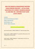 MHA 706 FINANCIAL MANAGEMENT MIDTERM  EXAM VERSIONS 2026&sol;2027 &ndash; ACTUAL EXAM  QUESTIONS WITH CORRECT ANSWERS &lpar;GRADED  A&plus;&rpar; AND MHA 706 - MIDTERM STUDY GUIDE  LATEST UPDATE