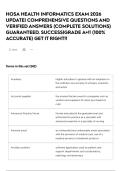HOSA HEALTH INFORMATICS EXAM 2026 UPDATE&vert; COMPREHENSIVE QUESTIONS AND VERIFIED ANSWERS &lpar;COMPLETE SOLUTIONS&rpar; GUARANTEED&period; SUCCESS&vert;GRADE A&plus;&excl;&excl; &lpar;100&percnt; ACCURATE&rpar; GET IT RIGHT&excl;&excl;