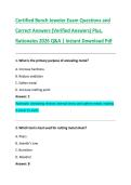 Certified Bench Jeweler Exam Questions and  Correct Answers &lpar;Verified Answers&rpar; Plus&comma;  Rationales 2026 Q&A &vert; Instant Download Pdf