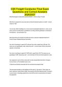 CSX Freight Conductor Final Exam Questions and Correct Answers 2026&sol;2027