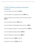 CS 101 Final Exam questions and answers  Graded A&plus; 