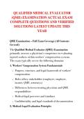 QUALIFIED MEDICAL EVALUATOR  &lpar;QME&rpar; EXAMINATION ACTUAL EXAM  COMPLETE QUESTIONS AND VERIFIED  SOLUTIONS LATEST UPDATE THIS  YEAR