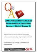 LETRS Units 1&ndash;4 Post-Test 2026 &lpar;80 Questions&rpar; &ndash; Phonemic Awareness&comma; Phonics&comma; Decoding & Fluency